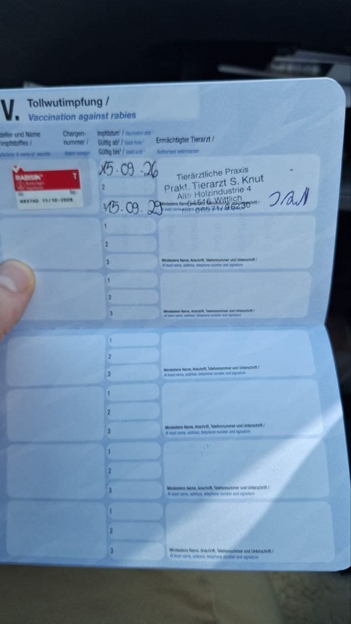 EU-Heimtierausweis: Tollwutimpfung RABISIN® (3 Jahre Gültigkeit)